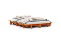 Maison Exclusive - Cama Sin Colchón Madera Maciza De Pino Marrón Cera 140x190 Cm