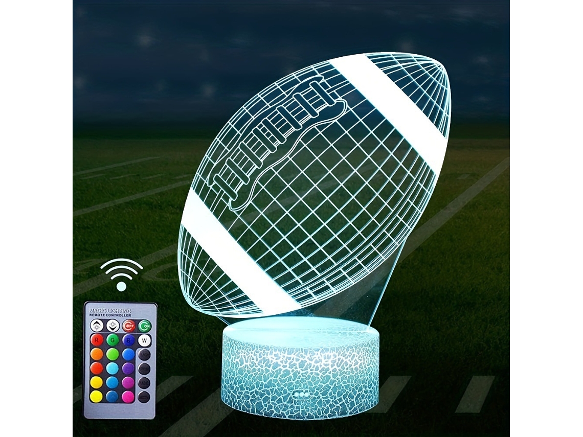 Luz Nocturna Infantil, Tira De Luz Visual 3d Con Control Remoto, 16 Cambios De Color Rugby / Fútbol Americano Siurn