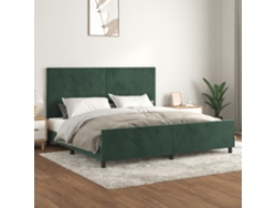 Estructura Cama Sin Colchón Terciopelo Verde Oscuro 200x200 Cm
