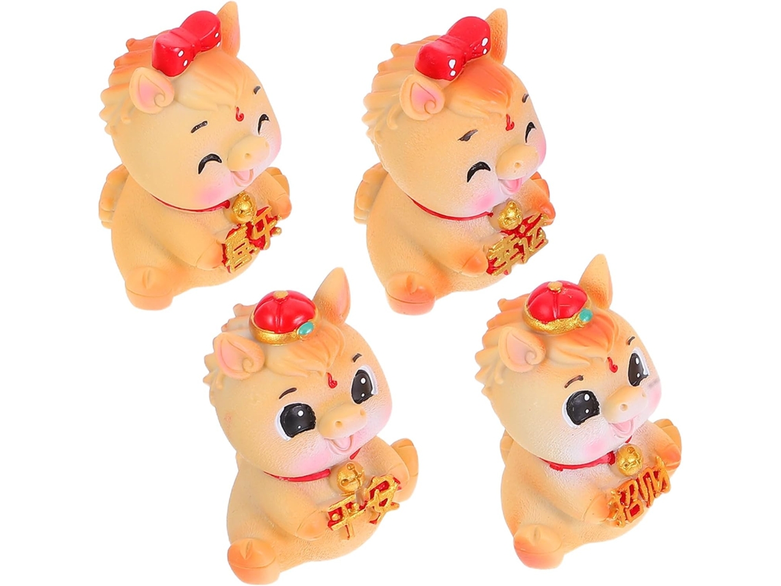 Juego 4 Figuras Caballos Miniatura Resina Esculturas Decorativas Artísticas Centro Estante Regalo Nuevo Pie