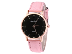 Reloj De Cuarzo Con Correa De Piel Pu Unisex Moda Con Piedras Rosado Zhoulianfa