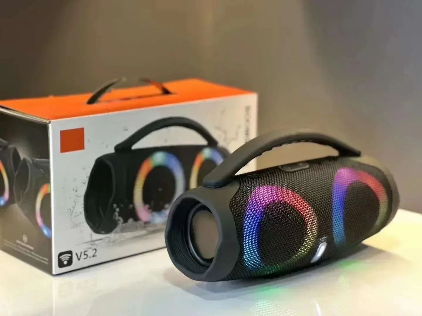 Altavoz Bluetooth portátil resistente al agua con 100 W, iluminación RGB de colores y subwoofer estéreo inalámbrico - Mdug (negro)