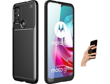 Carcasa + Popsocket Motorola Moto G10 Rugged Carbon Negro