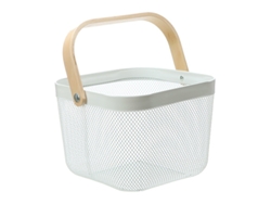 Colador De Frutas Y Verduras De Metal Con Mango Cómodo Y Portátil Resistente Al Desgaste Canasta De Escurrido Práctico Para Cocina Blanco