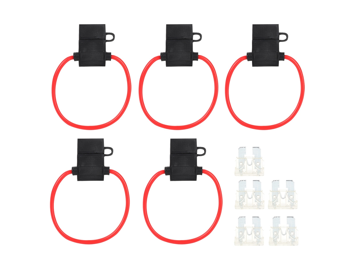 2026velora-porta Fusibles En Línea 5 Piezas Tamaño Mediano + 5 Fusibles Hoja Atc/ato 25a Para Coche Barco Rv Negro
