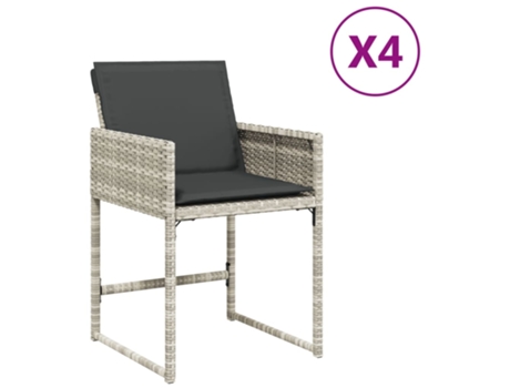 Conjunto 4 Silla De Jardín VIDAXL Gris Poli Ratán