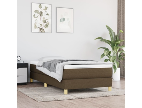 vidaXL Cama con somier y colchón 90x190 cm tela marrón oscuro