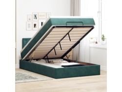 Cama Otomana Con Colchónled Terciopelo Verde Oscuro 120x190cm