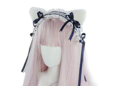 Tocado De Orejas De Gato Lolita, Accesorios De Fiesta Para El Cabello De Mucama, Diademas Bonitas, Horquilla Dulce, Azul Marino ZMDECQNA