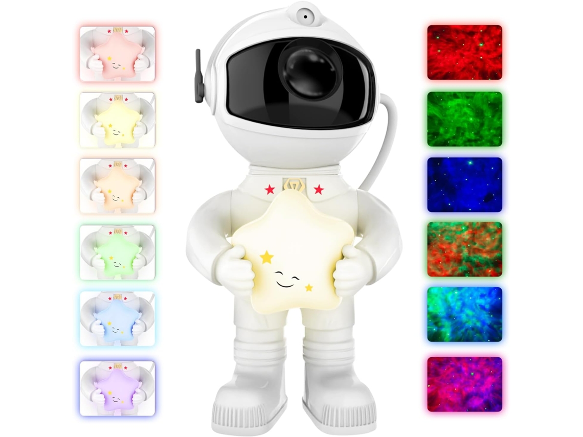 Proyector de galaxia astronauta para decoración de dormitorio (blanco) BISBISOUS
