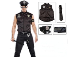 2026-traje De Policía Adulto Hombre Para Halloween Disfraz Cosplay Camisa Gorra Corbata Polyester