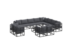 Maison Exclusive - Conjunto De Sofás De Jardín Con Cojín 13 Pcs Negro Aluminio