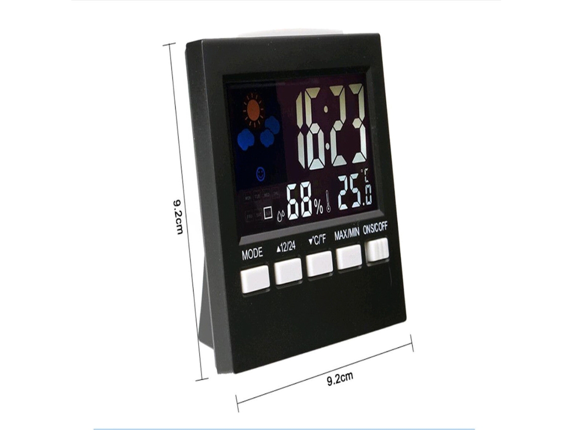 Termómetro/medidor De Agua Digital Con Reloj, Pronóstico Del Tiempo, Alarma Y Retroiluminación Azul Para Uso En Interiores Y Exteriores.