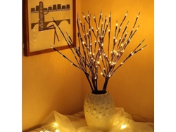 Guirnalda De Luces Con 20 Led, 5 Ramas De Sauce Artificial, Luces Para Jarrón Navideño, Centro De Mesa Romántico