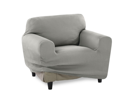 TIENDA EURASIA - Funda Sofa, Poliéster, Algodón y Elastano, Gris Claro, 1 Plaza