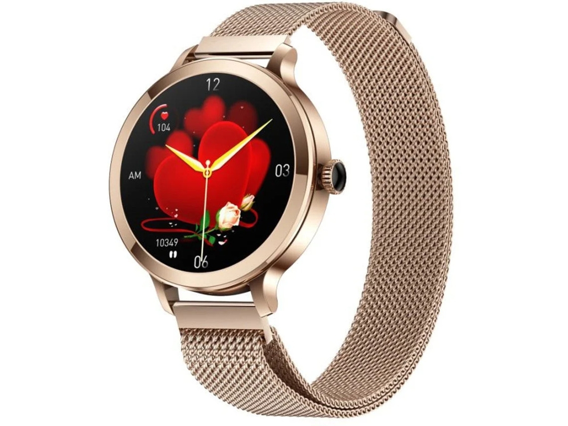 Reloj inteligente para mujer con pantalla AMOLED de 1.106 pulgadas, compatible con Android e iOS, resistente al agua, IP68 y rastreador.