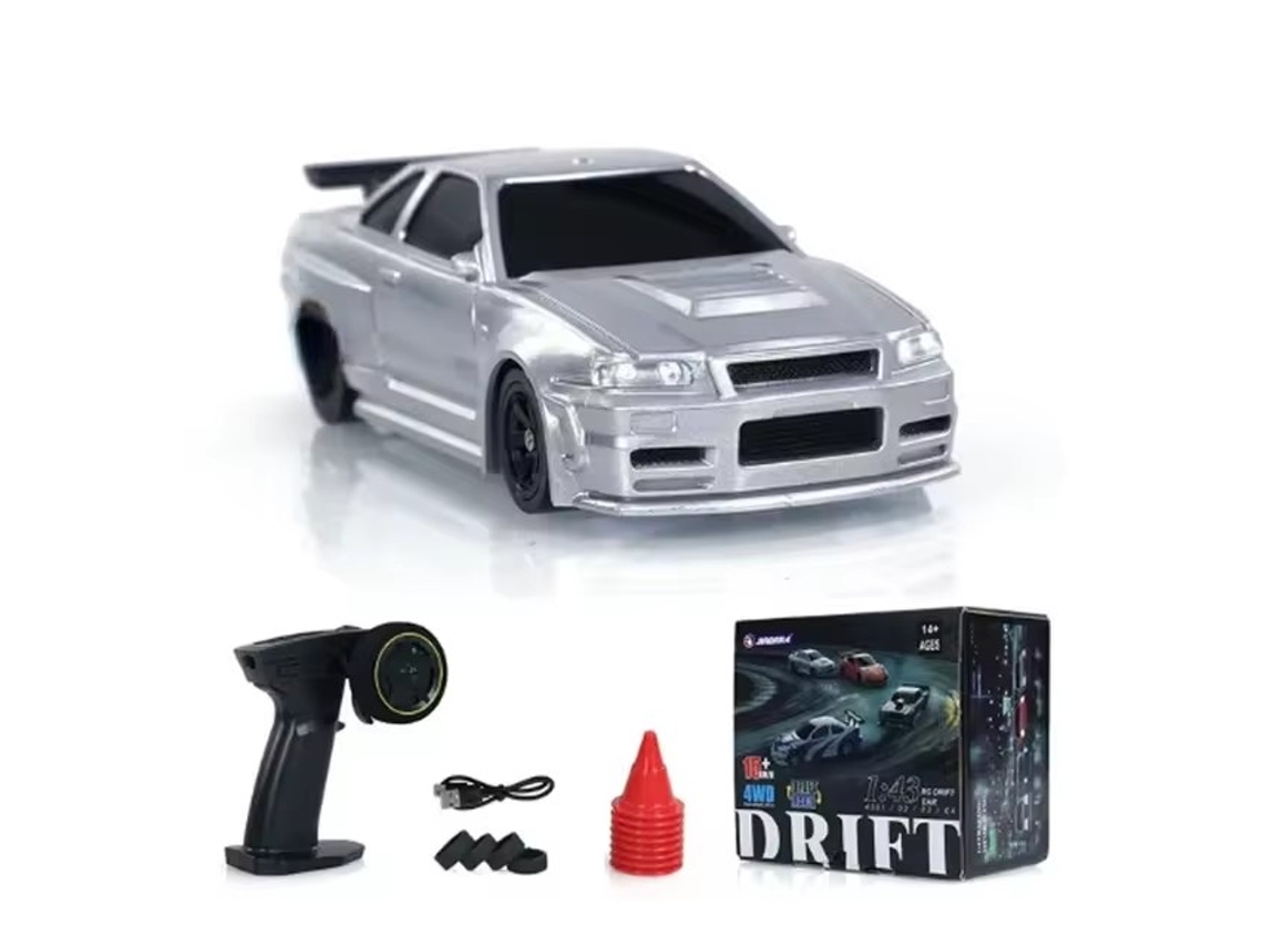 Mini coche RC 1/43 4WD 2.4G de alta velocidad, modelo GTR, coche de derrape con control remoto, juguete para niños Aeuzwr