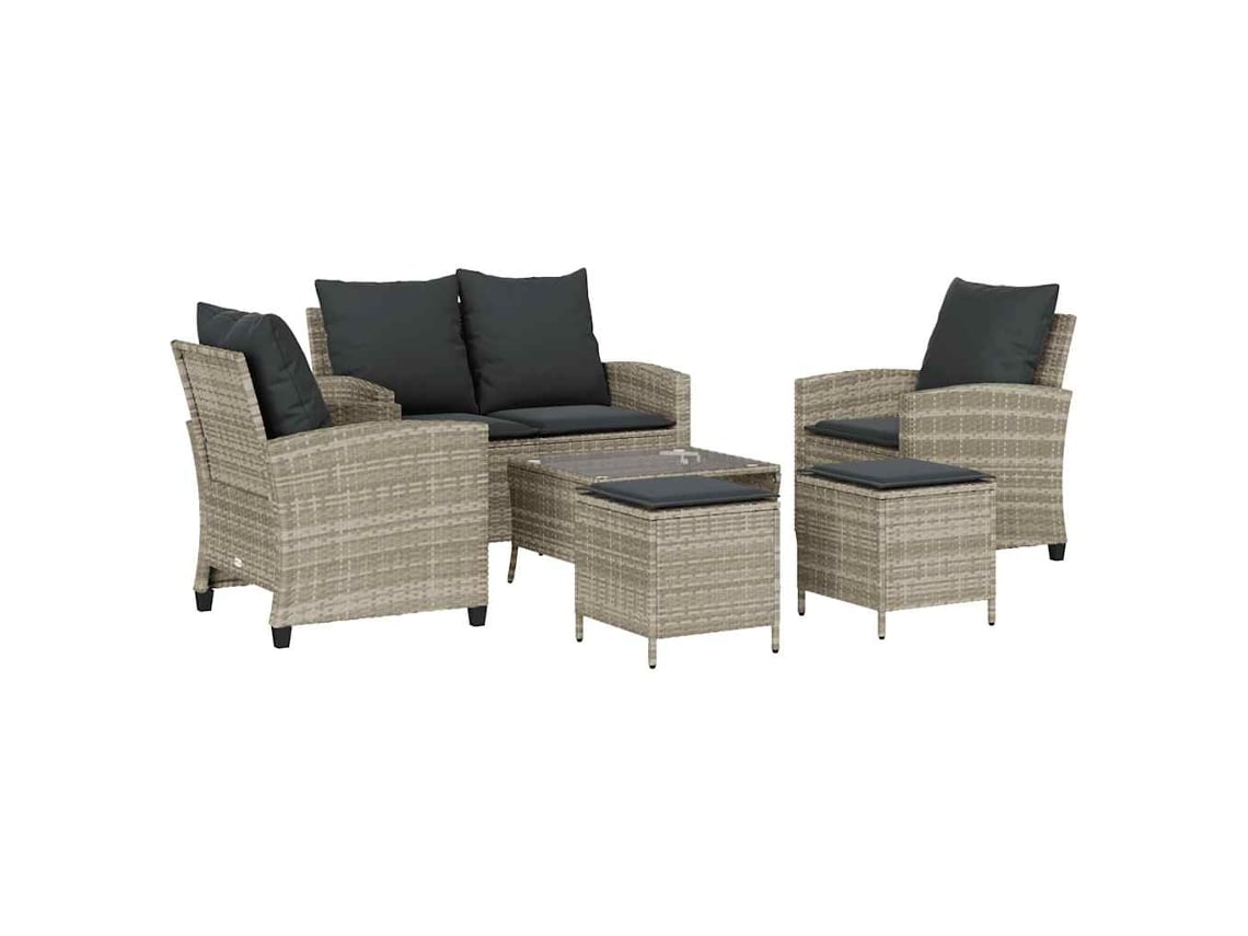 Maison Exclusive - Conjunto De Sofá De Jardín De 6 Piezas Con Cojines, Poliratán Gris Claro