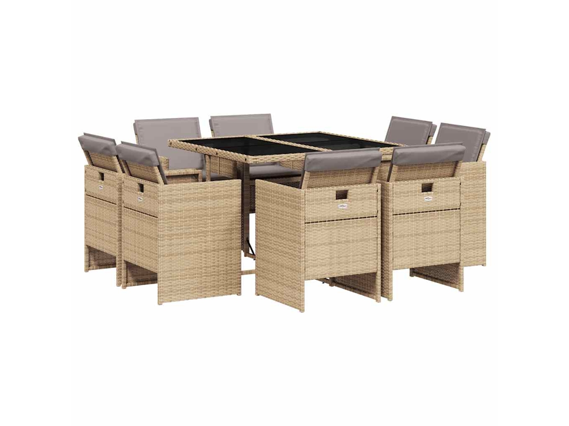 Maison Exclusive - Set Comedor De Jardín 9 Pzas Con Cojines Ratán Sintético Beige