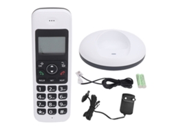 Teléfono Inalámbrico Con Identificador De Llamadas, Altavoz, Pantalla Retroiluminada Y Botones Grandes, Enchufe Europeo, Blanco.