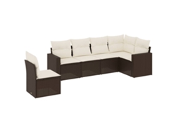 Maison Exclusive - Set Sofás De Jardín 6 Piezas Y Cojines Ratán Sintético Marrón
