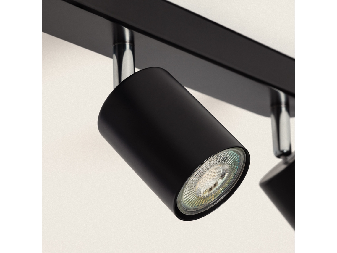 Lámpara de Techo Orientable Metal 4 Focos Albus Black Large LEDKIA