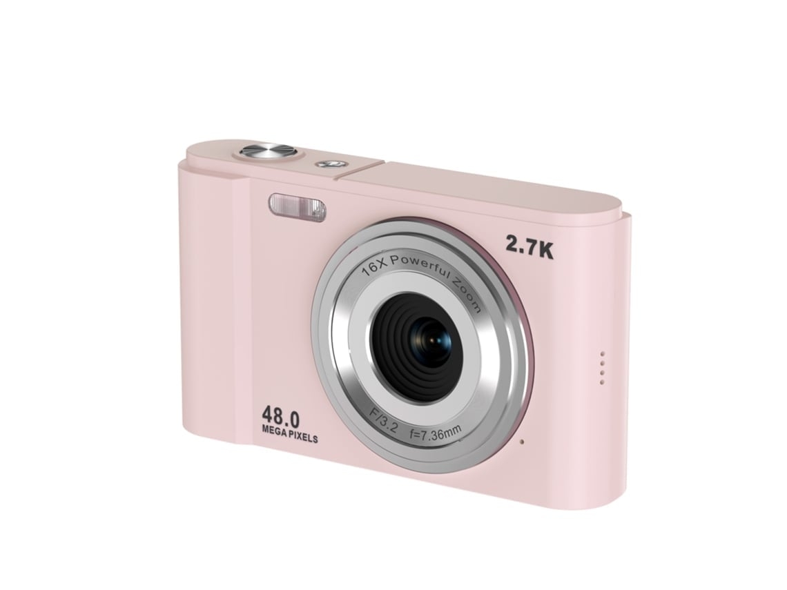 Cámara digital HD para grabar videos en casa Full HD 2.7k 48mp 16x Rosa claro Tarjeta no incluida Gusshious