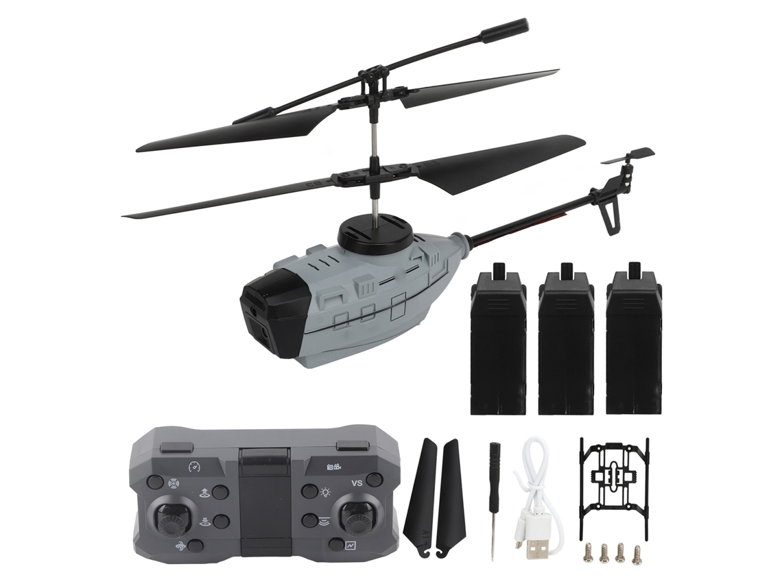 Helicóptero Teledirigido Con Sistema Automático De Evasión De Obstáculos, Cámaras Duales 4k Para Niños Y Adultos, Color Gris, Incluye 3 Baterías.
