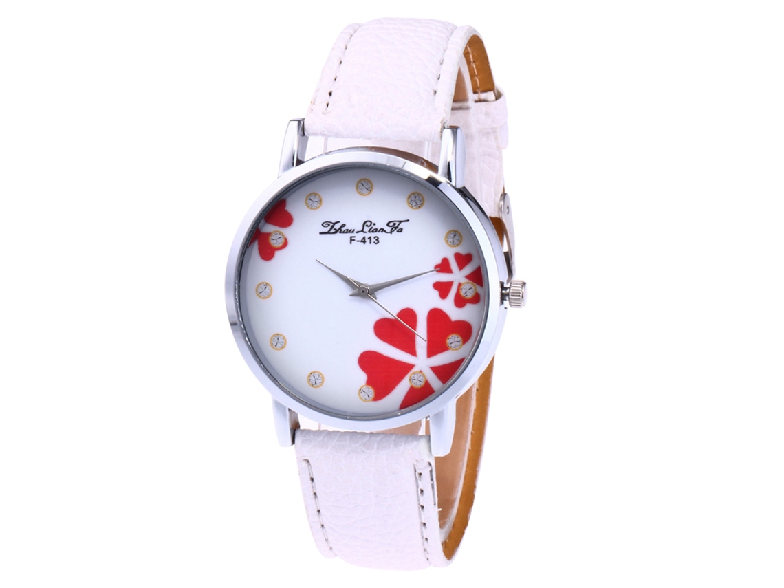 Reloj De Pulsera Zhoulianfa Para Mujer, Piel Sintética, Diseño De Corazón, Cuarzo, Blanco.
