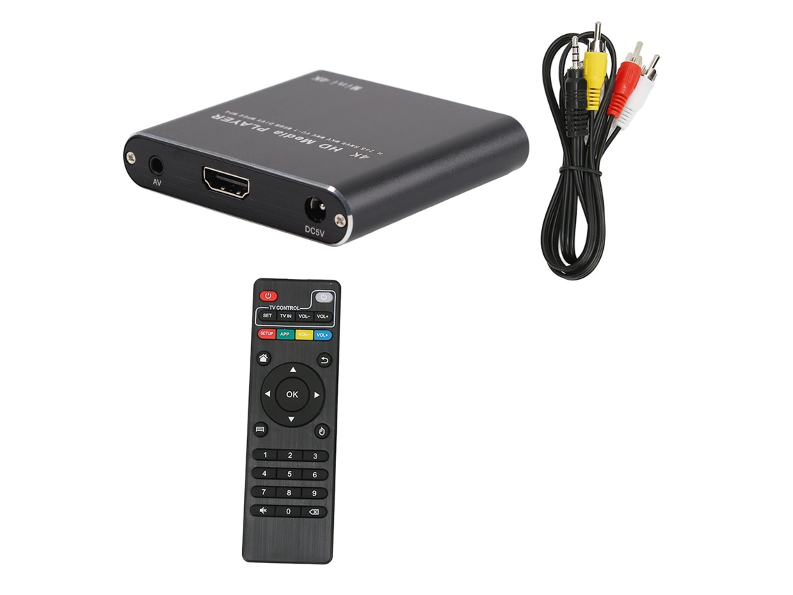 Mini Reproductor Multimedia 4k Hd Con Hdmi, Usb, Ranura Para Tarjetas De Memoria Y Enchufe Europeo.