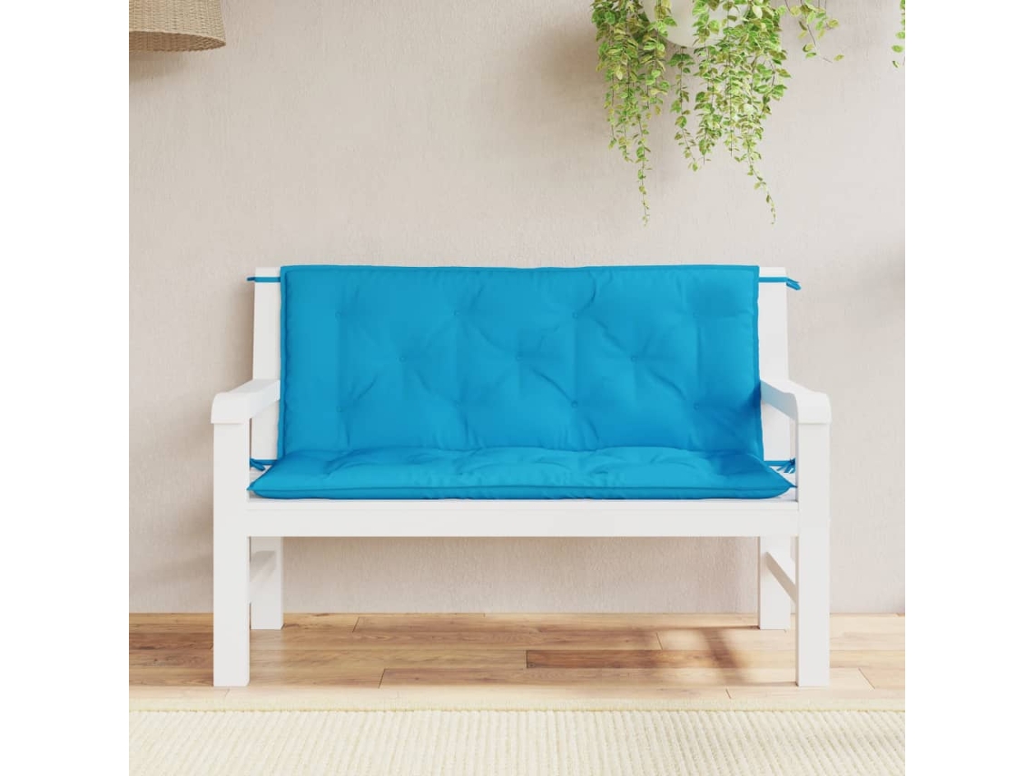 Cojines De Banco De Jardín 2 Uds Azul Claro 120x50x7 Cm