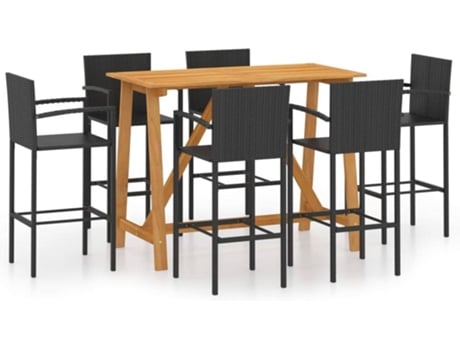 Conjunto 7 Conjunto de bar para jardín VIDAXL negro