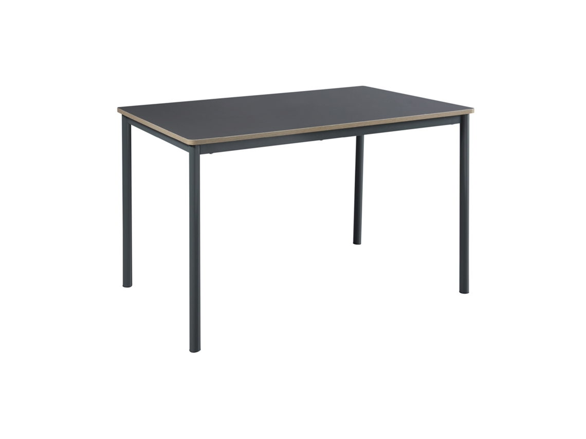 Mesa de comedor Lindesberg 4 personas acero MDF 120x70x75 cm - Gris Negro [EN.CASA]