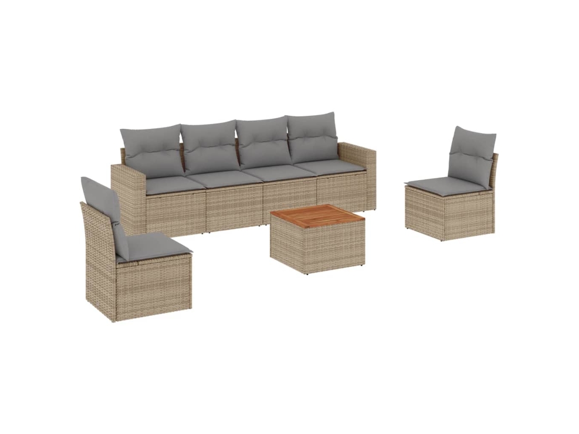 Maison Exclusive - Set Sofás De Jardín 7 Piezas Y Cojines Ratán Sintético Beige