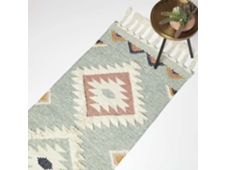 Homescapes Tenali Blue Kilim Runner Wool Rug 66 X 200 Cm