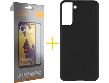 Kit Funda + Protector de Pantalla Samsung Galaxy S21 + Plus ACCETEL Full (Negro)