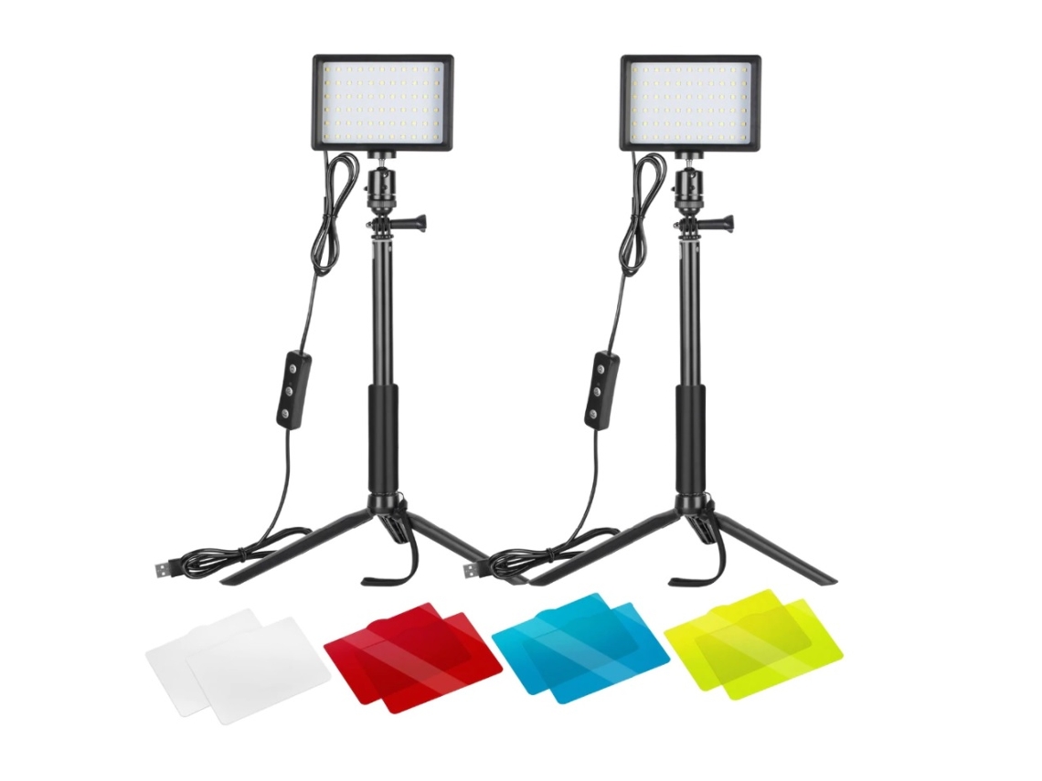 Panel Led Iluminador NEEWER Fotografia y Vídeo con Tripode y Filtros (2 Unidades)