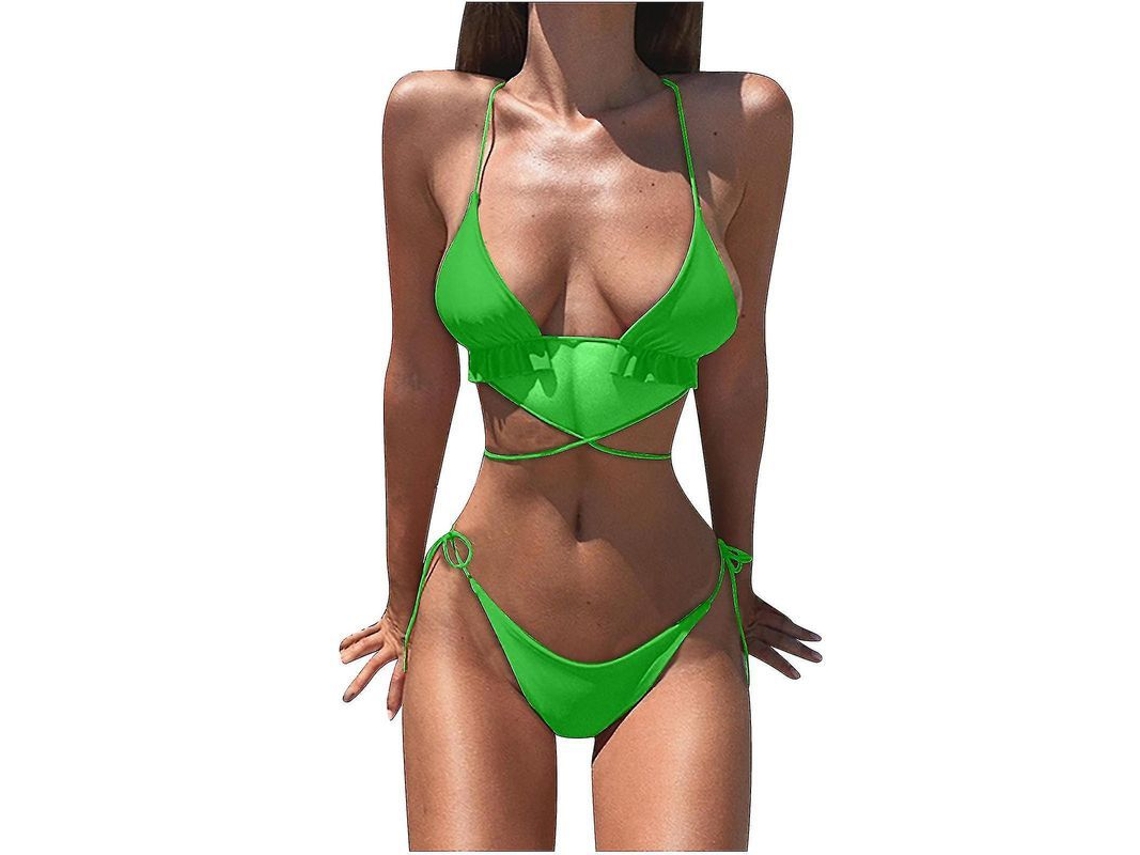 Traje de baño bikini de dos piezas para mujer, modelo 2026, con diseño sexy y nailon elástico, ideal para la playa y la piscina.