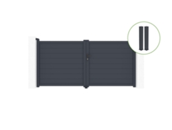 Puerta abatible 3m EIGER Al.115cm aluminio gris 2 postes 20x20cm Al.166cm CASANOOV