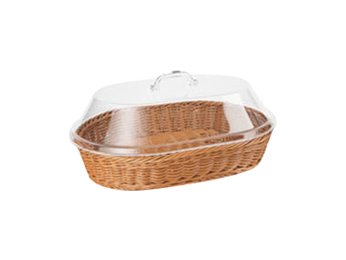 Una Cesta De Mimbre Con Tapa Acrílica, Ideal Para Pan Y Picnics.
