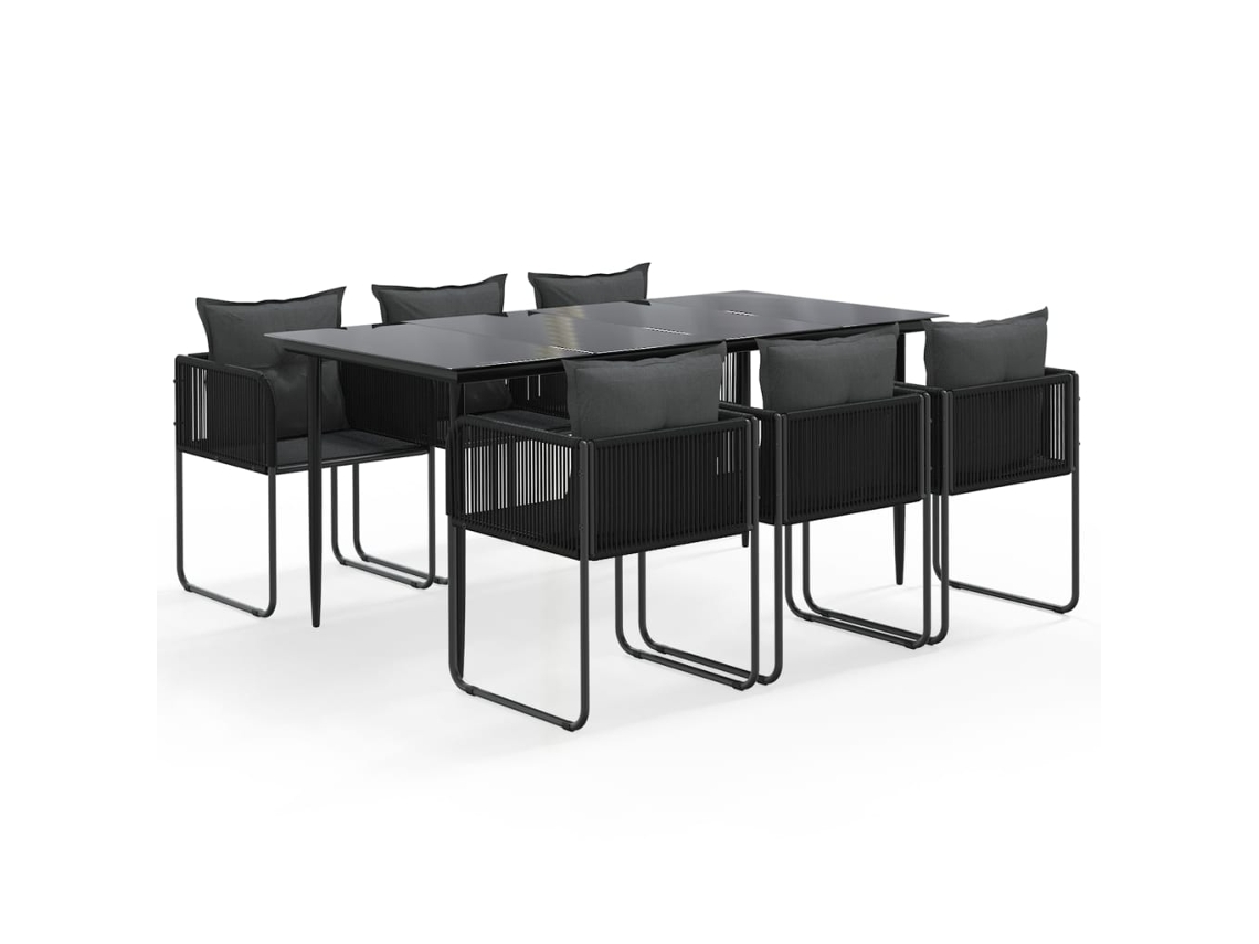 Maison Exclusive - Juego De Comedor Para Jardín 7 Piezas Negro