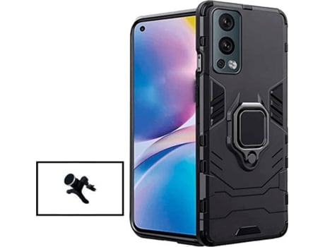 Kit Soporte Magnético de Coche Reforzado y Funda 3X1 Military Defender OnePlus Nord 2 5G PHONECARE Negro