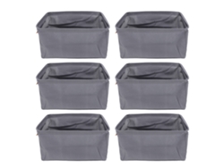 6 Cajas Plegables De Tela Gruesa Para Guardar Ropa En El Armario, 42x28x25cm, Color Gris.