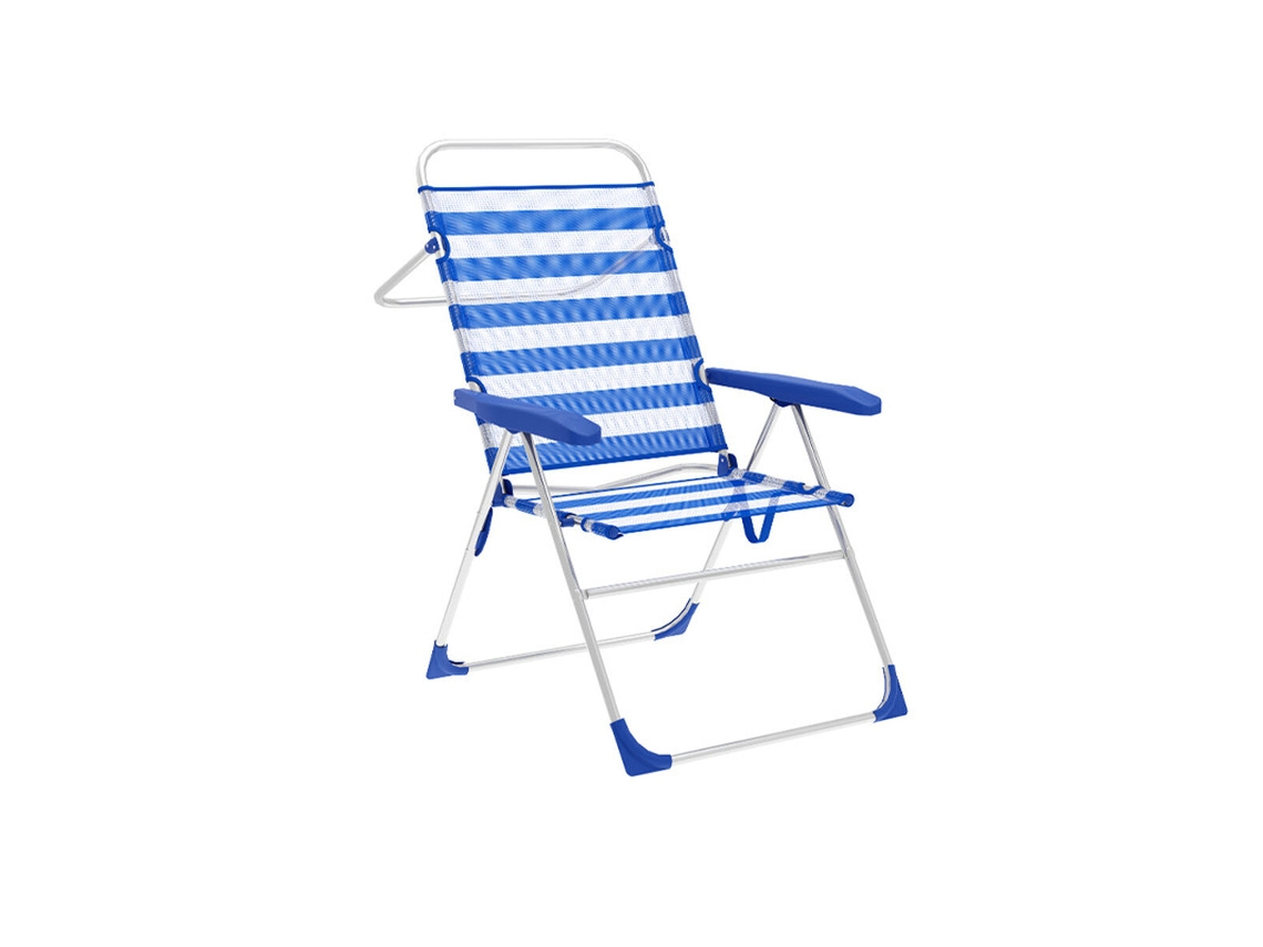 Silla Plegable Marbueno Rayas Azul Blanco 59 x 97 x 61 cm