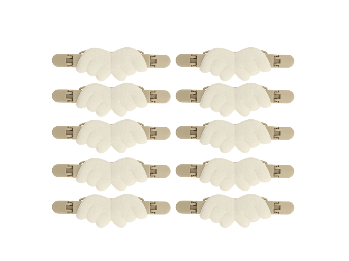10 Pinzas De Ropa Con Forma De Pico De Pato Para Chal O Camisa De Mujer, Color Blanco.