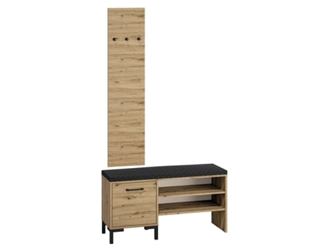 Perchero y zapatero de madera Liora con 1 puerta para el pasillo PETITS-MEUBLES
