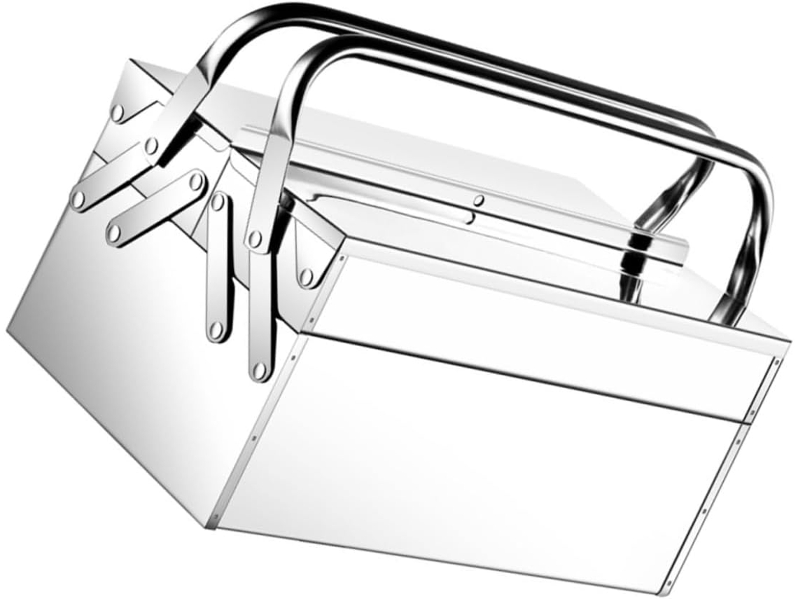 Caja de herramientas de acero inoxidable, doble compartimento. Slowmoose