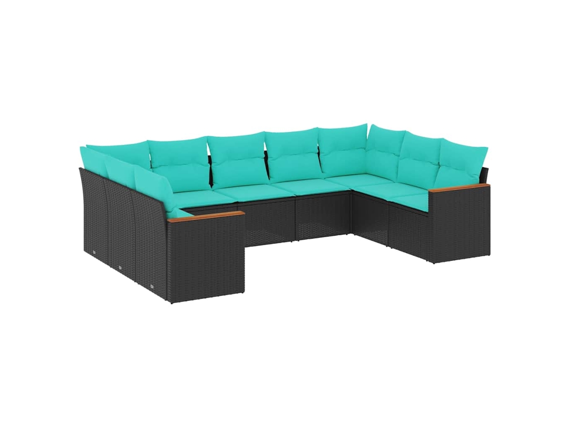 Maison Exclusive - Conjunto De Sofá De Jardín De 9 Piezas Con Cojines, De Poliratán Negro