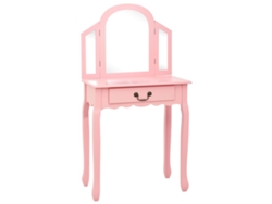 Tocador con taburete 65x36x128 cm MDF y madera de paulownia rosa HARLANV1