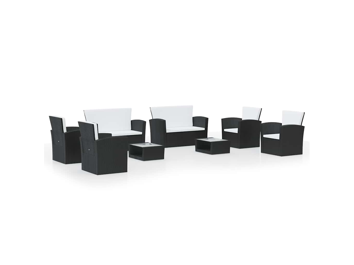 Maison Exclusive - Set Muebles De Jardín 8 Piezas Y Cojines Ratán Sintético Negro